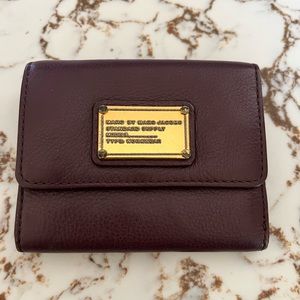 Marc By Marc Jacobs leather snap wallet in maroon